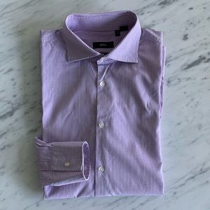 Hugo Boss Men Shirt Slim Fit Purple long Sleeve